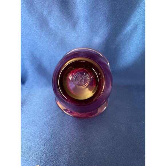 Pilgrim Art Glass Cranberry Basket with Clear Handle - Picture 6 of 7